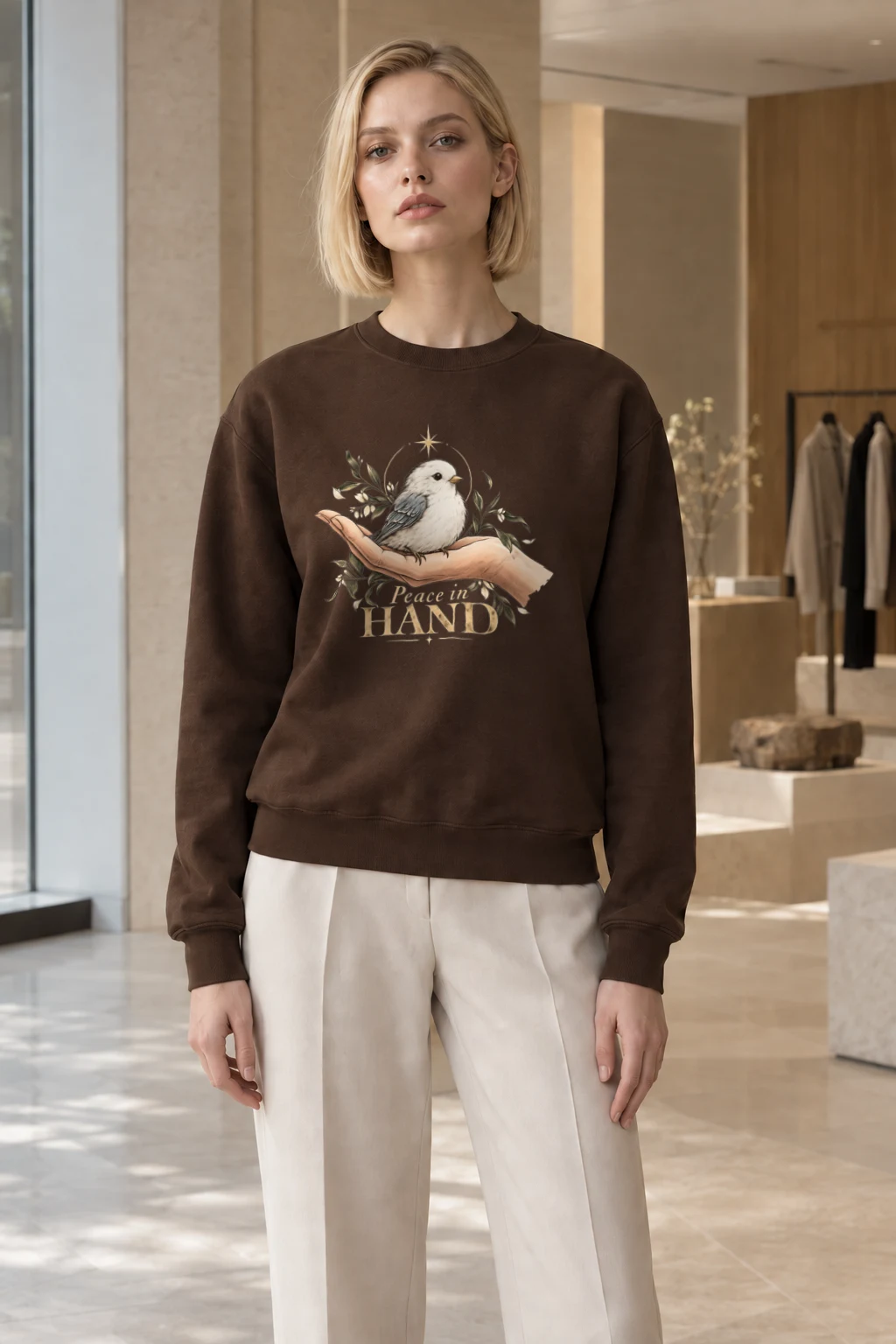 "Peace in Hand" Heavy Blend Unisex Crewneck Sweatshirt | Gildan 18000