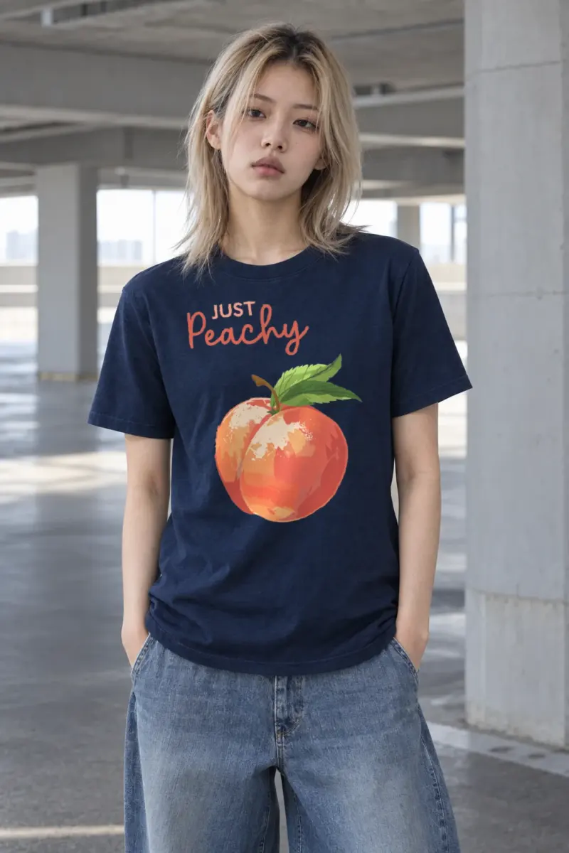 "Peach Bloom" Heavyweight Unisex Crewneck T-shirt | Gildan 5000