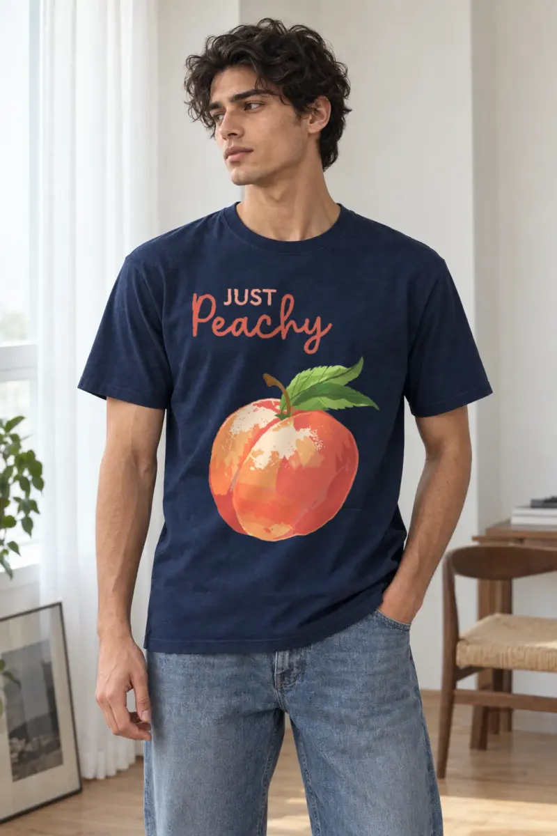 "Peach Bloom" Heavyweight Unisex Crewneck T-shirt | Gildan 5000