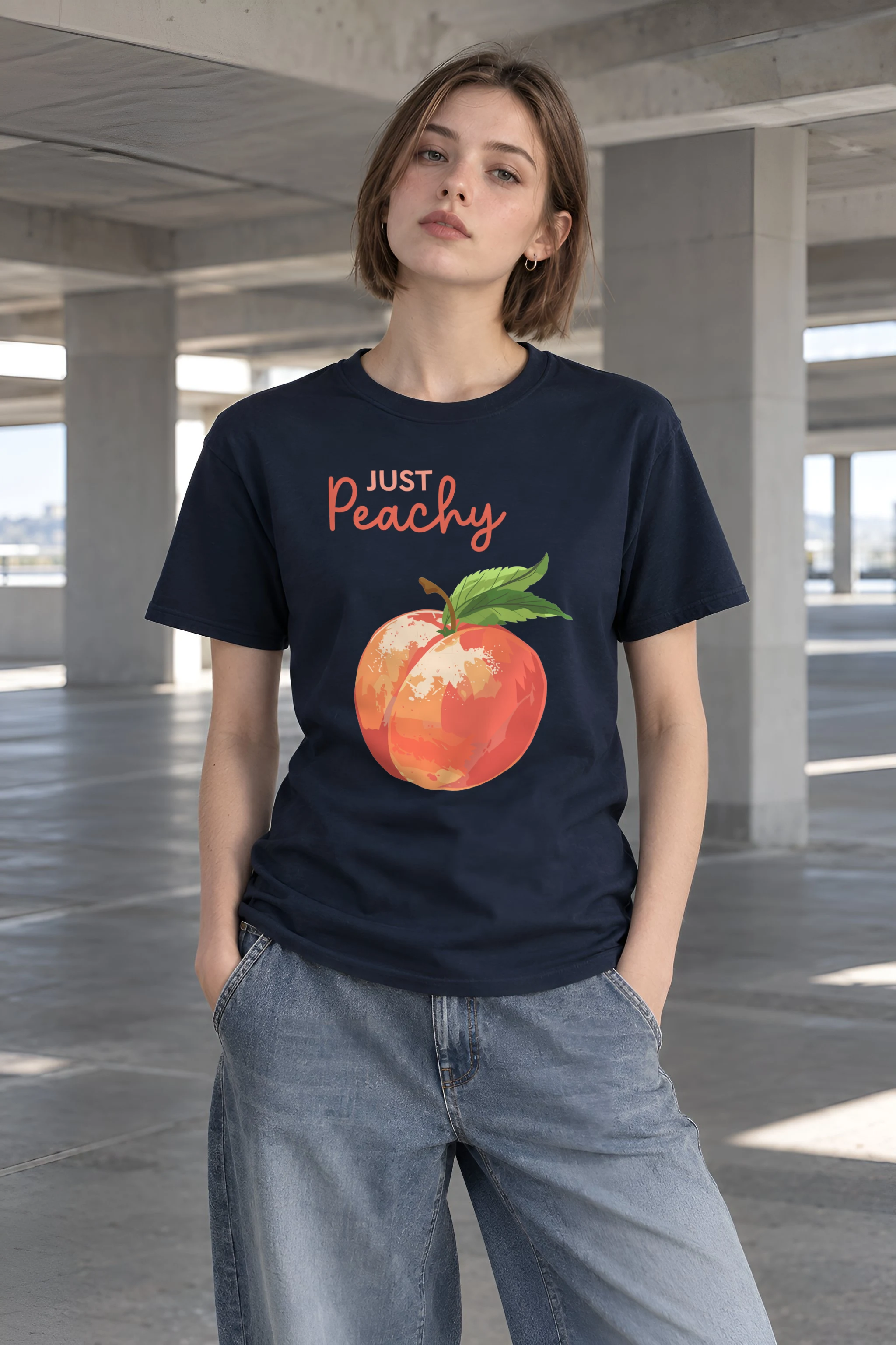 "Peach Bloom" Heavyweight Unisex Crewneck T-shirt