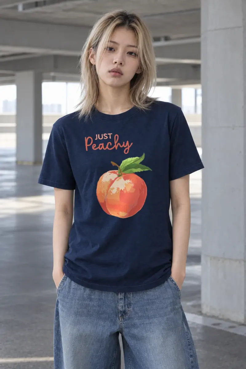 "Peach Bloom" Heavyweight Unisex Crewneck T-shirt