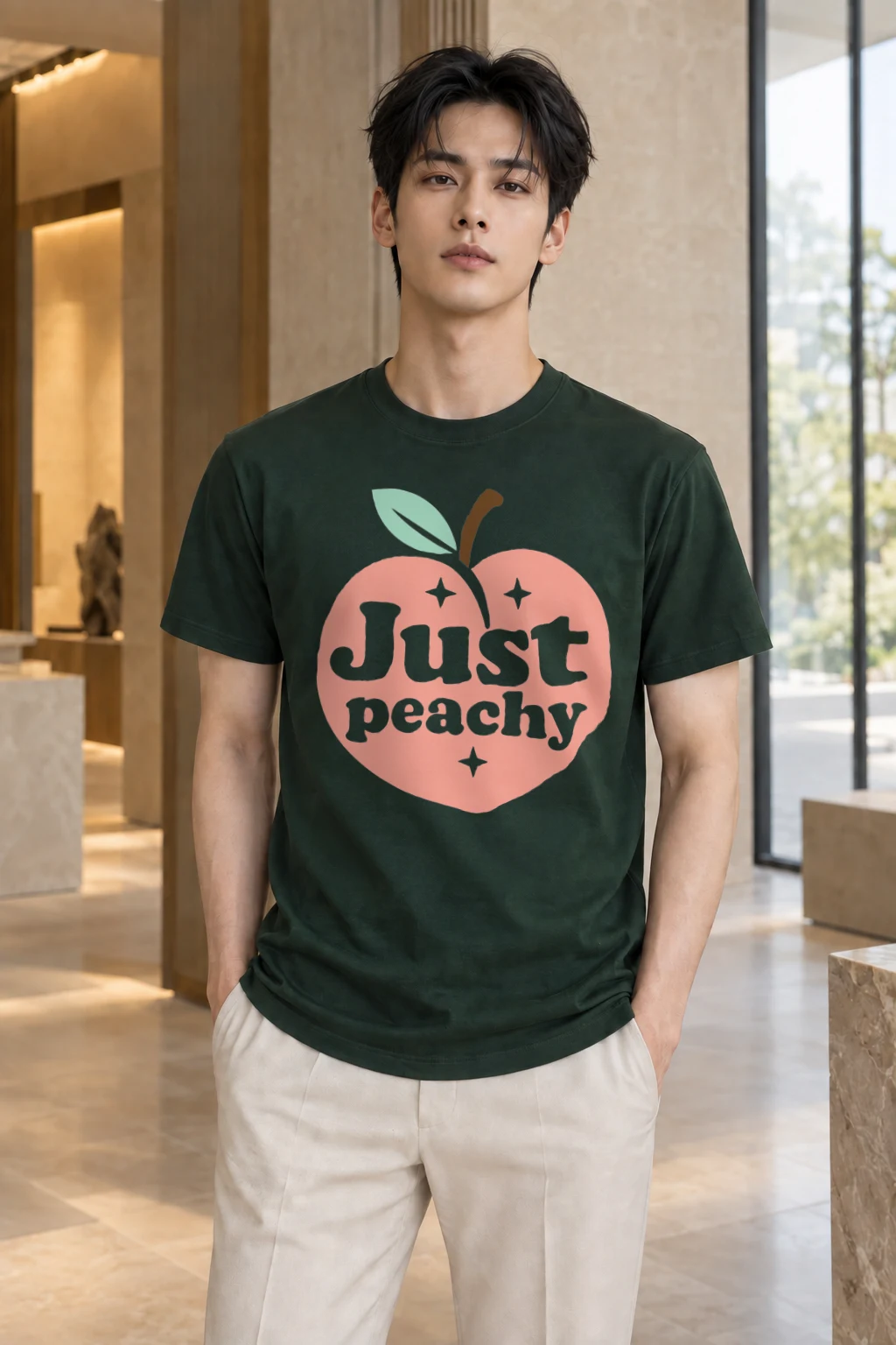 "Peach Sparkle Club" Heavyweight Unisex Crewneck T-shirt | Gildan 5000