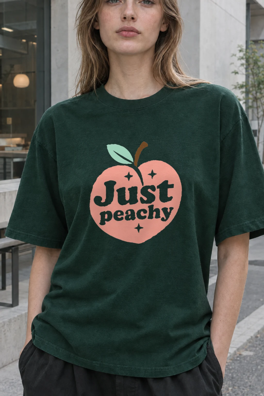"Peach Sparkle Club" Heavyweight Unisex Crewneck T-shirt | Gildan 5000