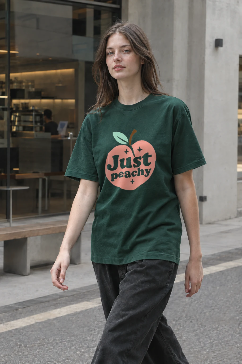 "Peach Sparkle Club" Heavyweight Unisex Crewneck T-shirt | Gildan 5000
