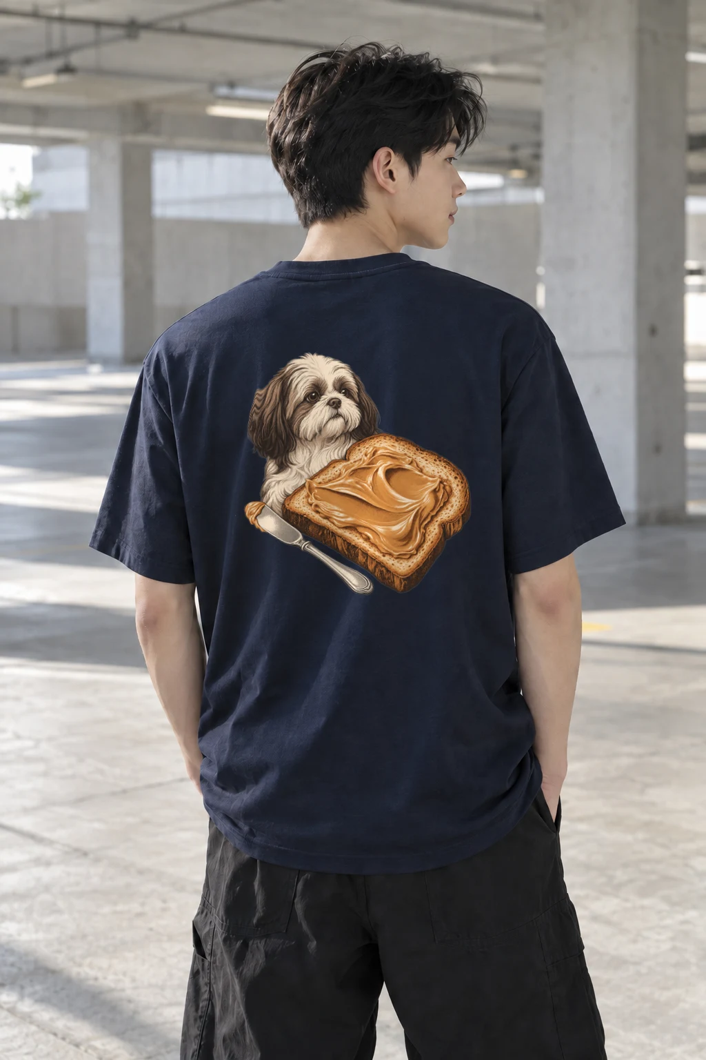 "Peanut Butter Shih Tzu" Heavyweight Unisex Crewneck T-shirt | Gildan 5000