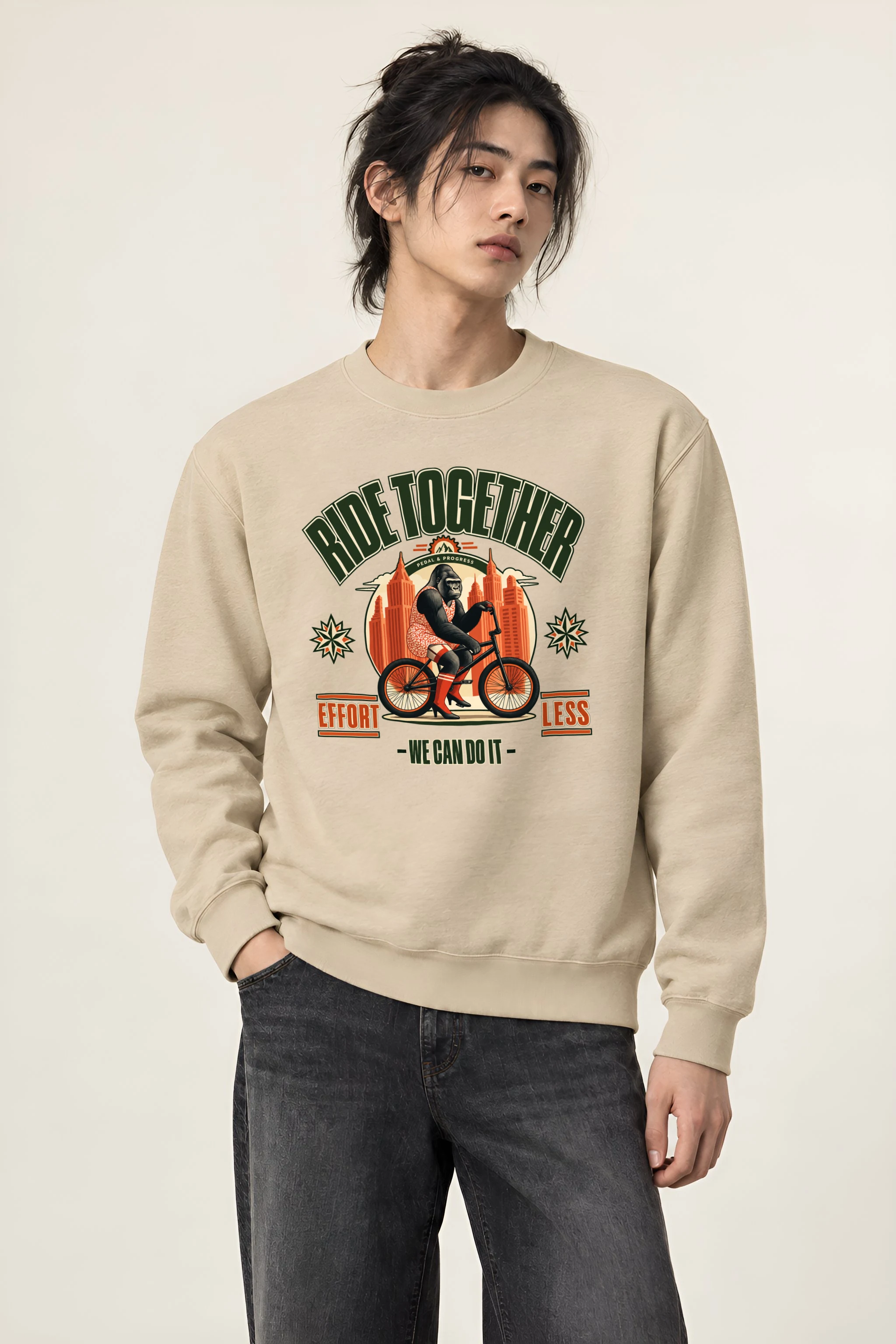 "Pedal And Progress" Heavy Blend Unisex Crewneck Sweatshirt