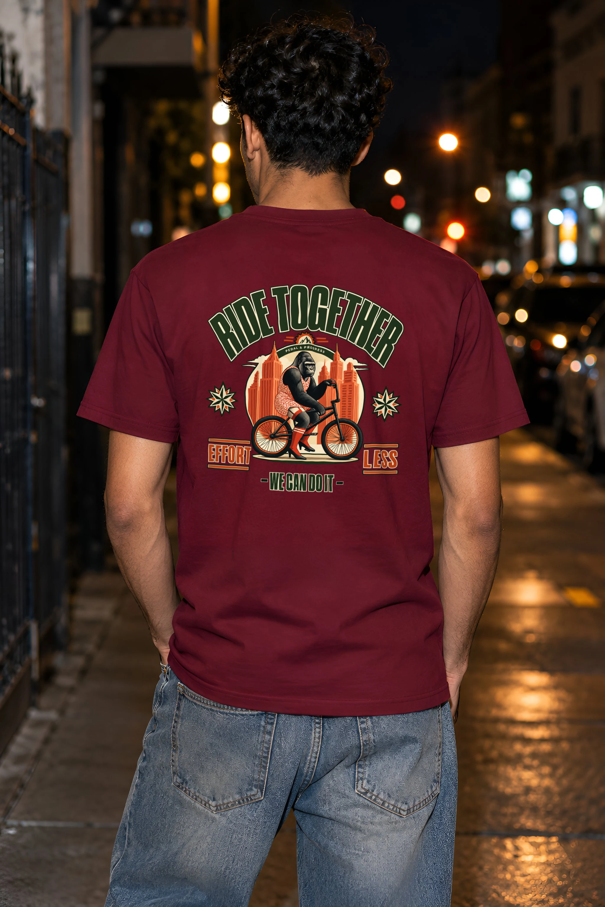 "Pedal & Progress" Heavyweight Unisex Crewneck T-shirt