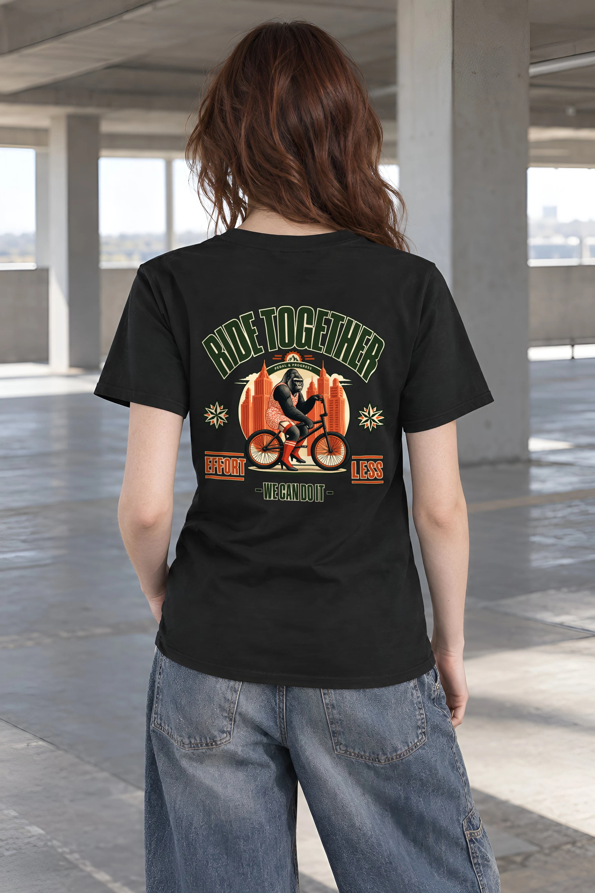 "Pedal & Progress" Heavyweight Unisex Crewneck T-shirt