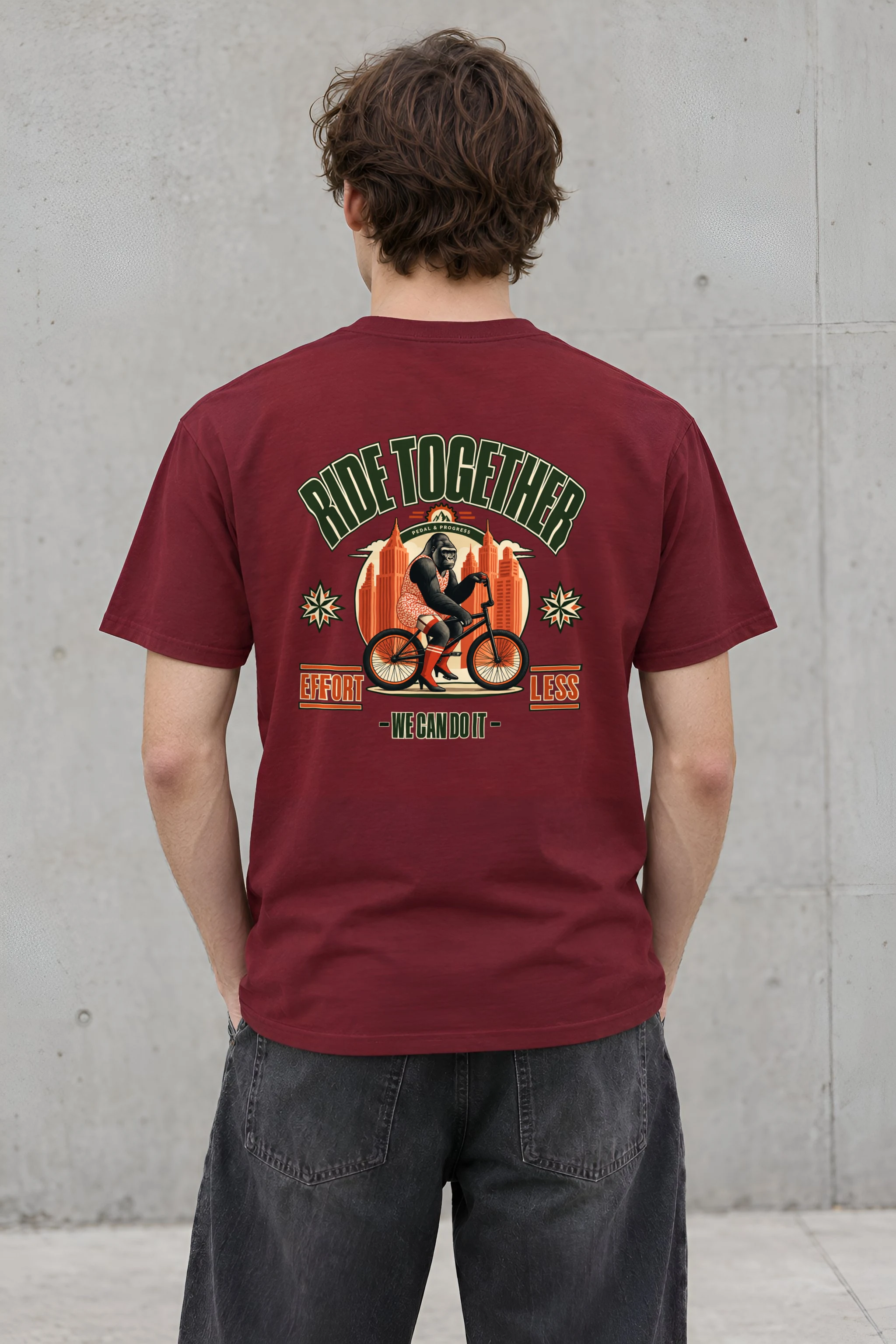 "Pedal & Progress" Heavyweight Unisex Crewneck T-shirt