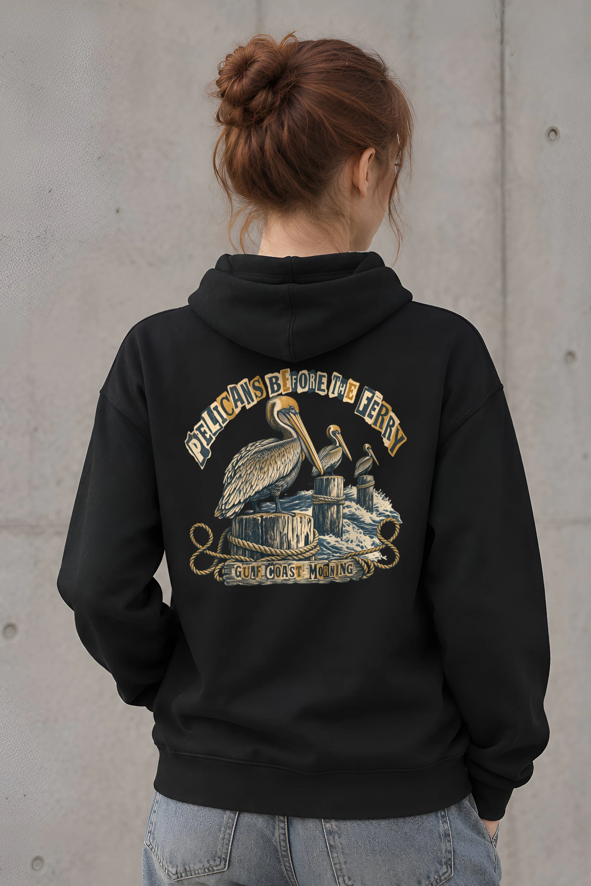 "Pelicans Before the Ferry" Heavy Blend Unisex Pullover Hoodie