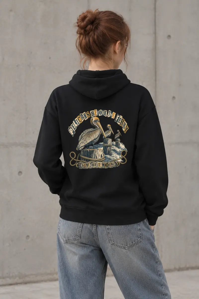 "Pelicans Before the Ferry" Heavy Blend Unisex Pullover Hoodie