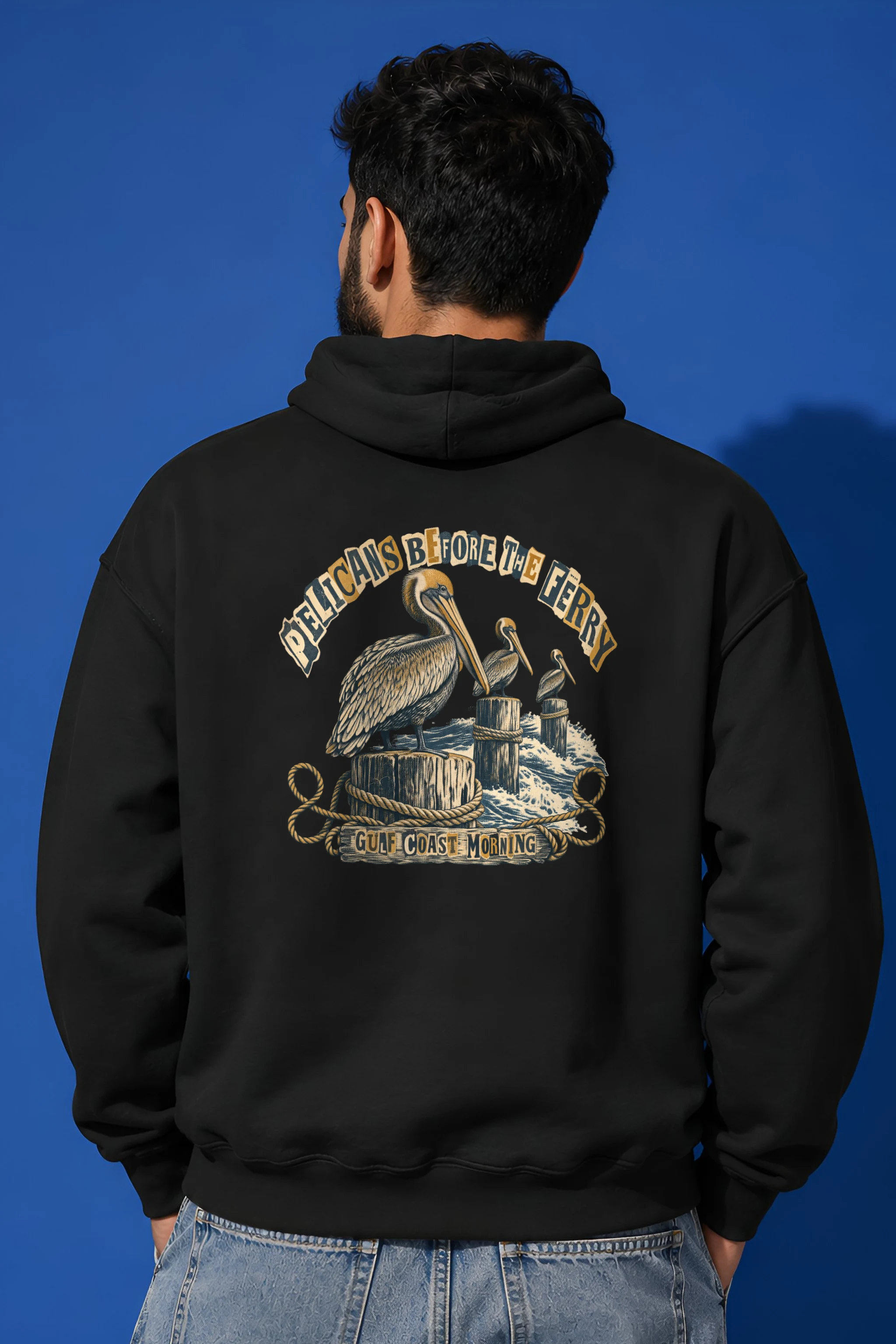 "Pelicans Before the Ferry" Heavy Blend Unisex Pullover Hoodie