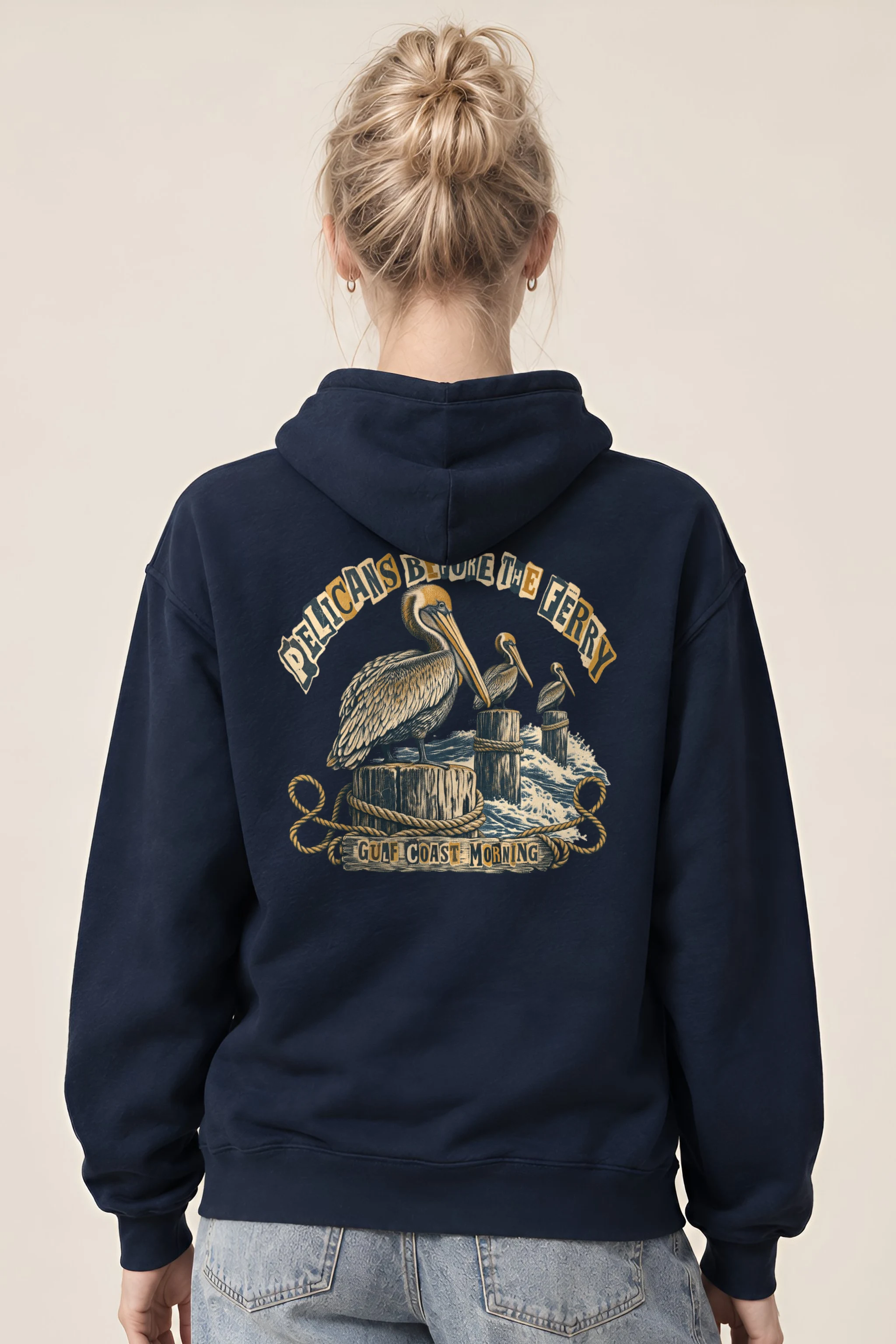 "Pelicans Before the Ferry" Heavy Blend Unisex Pullover Hoodie