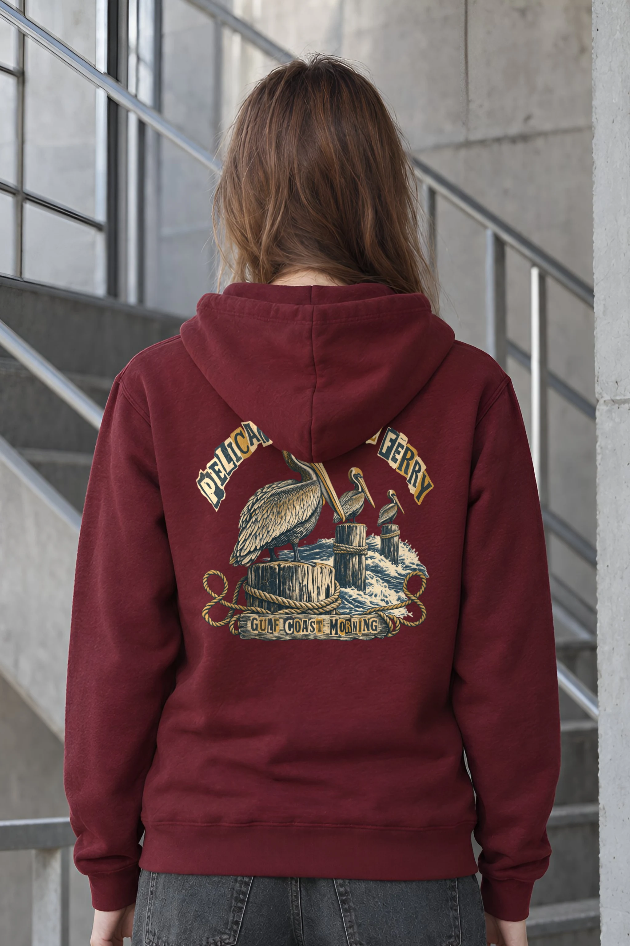 "Pelicans Before the Ferry" Heavy Blend Unisex Pullover Hoodie