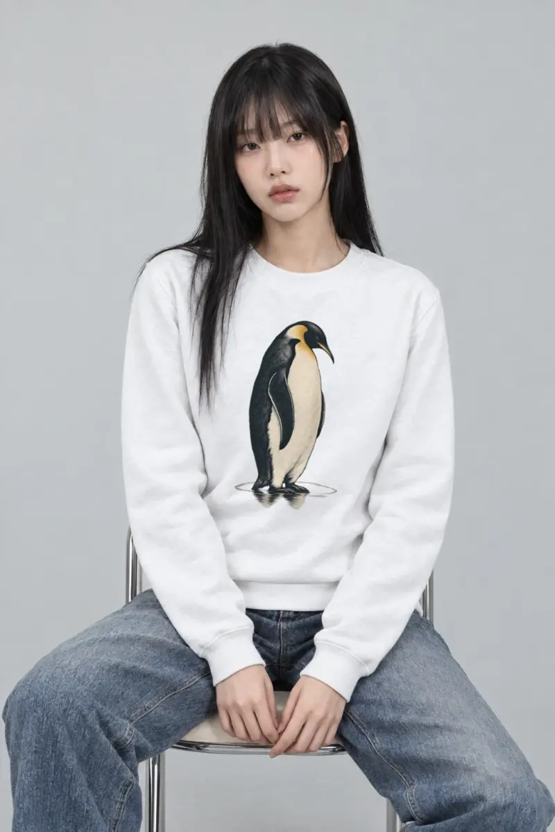 "Penguin Water Reflection" Heavy Blend Unisex Crewneck Sweatshirt
