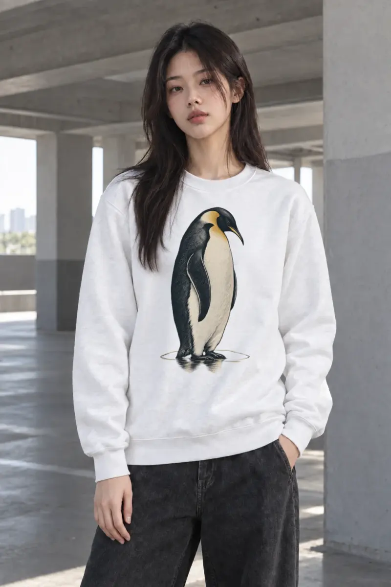 "Penguin Water Reflection" Heavy Blend Unisex Crewneck Sweatshirt | Gildan 18000