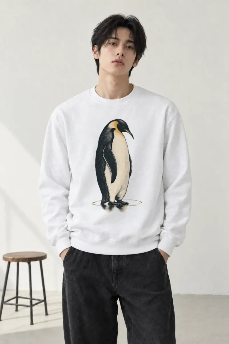 "Penguin Water Reflection" Heavy Blend Unisex Crewneck Sweatshirt | Gildan 18000