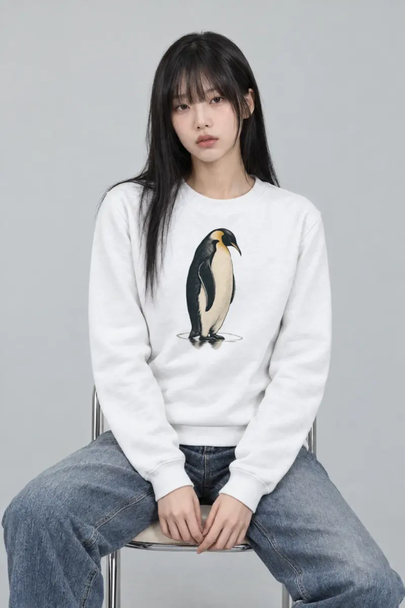 "Penguin Water Reflection" Heavy Blend Unisex Crewneck Sweatshirt