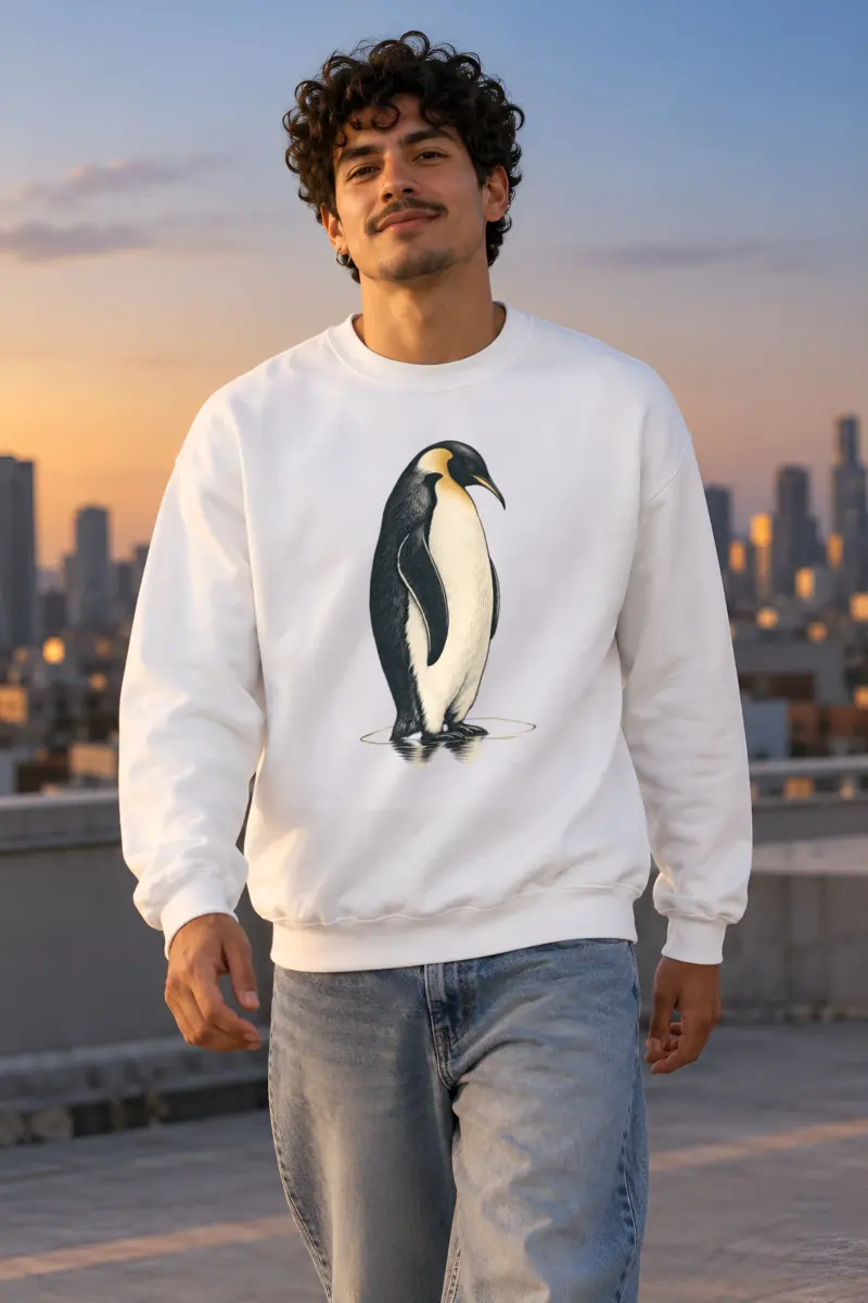 "Penguin Water Reflection" Heavy Blend Unisex Crewneck Sweatshirt