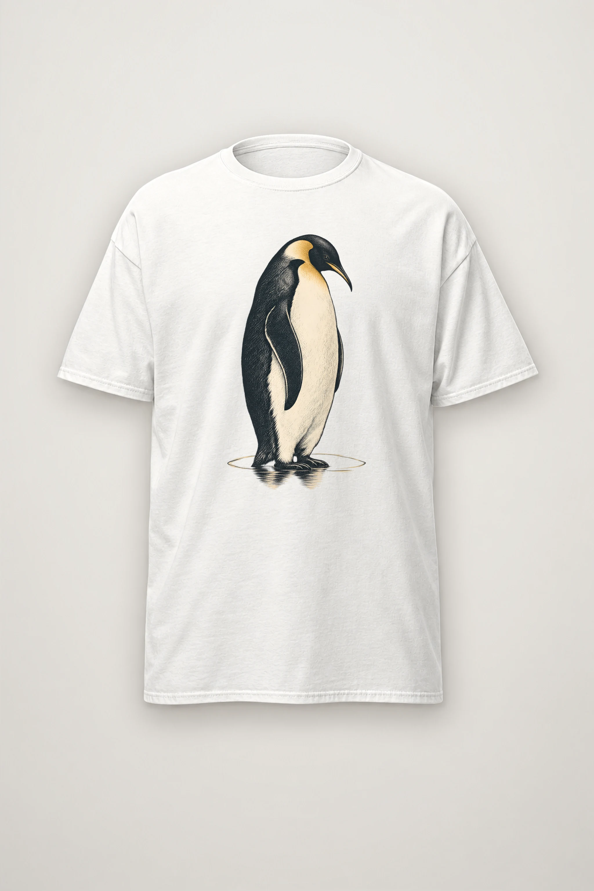 "Penguin Water Reflection" Heavyweight Unisex Crewneck T-shirt