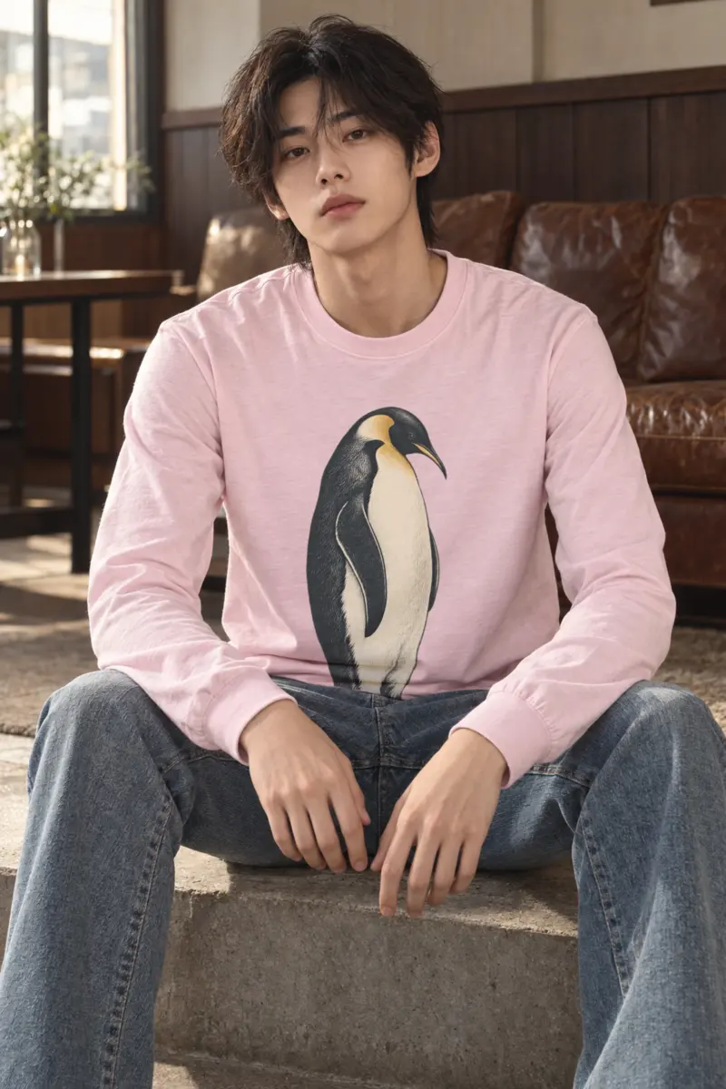 "Penguin Water Reflection" Unisex Longsleeve T-shirt