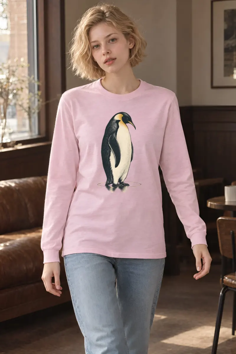 "Penguin Water Reflection" Unisex Longsleeve T-shirt