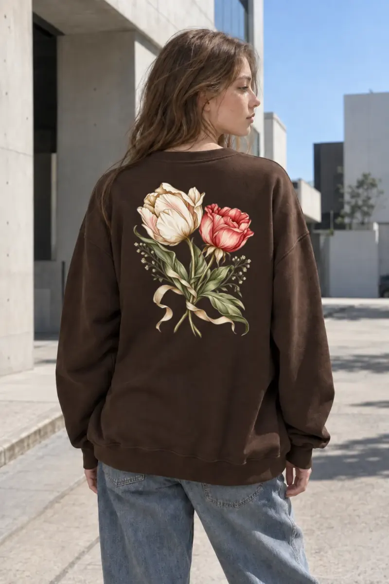 "Peony Ribbon Bouquet" Heavy Blend Unisex Crewneck Sweatshirt | Gildan 18000