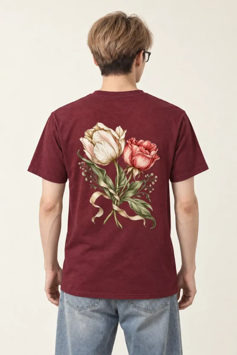 "Peony Ribbon Bouquet" Heavyweight Unisex Crewneck T-shirt