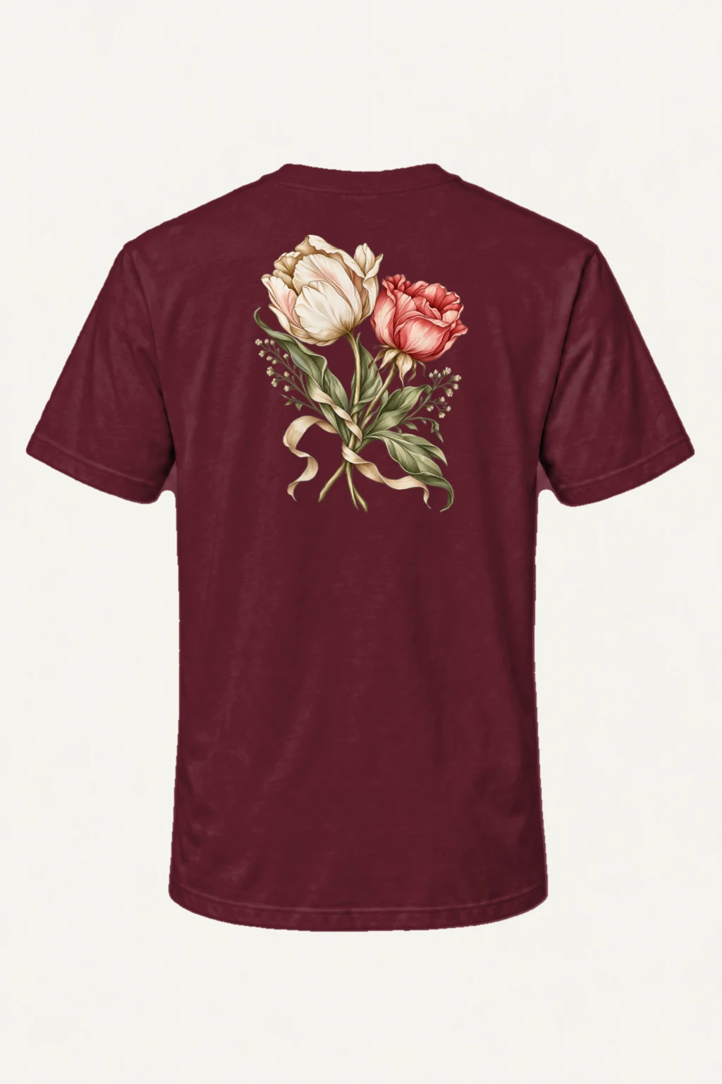 "Peony Ribbon Bouquet" Heavyweight Unisex Crewneck T-shirt | Gildan 5000