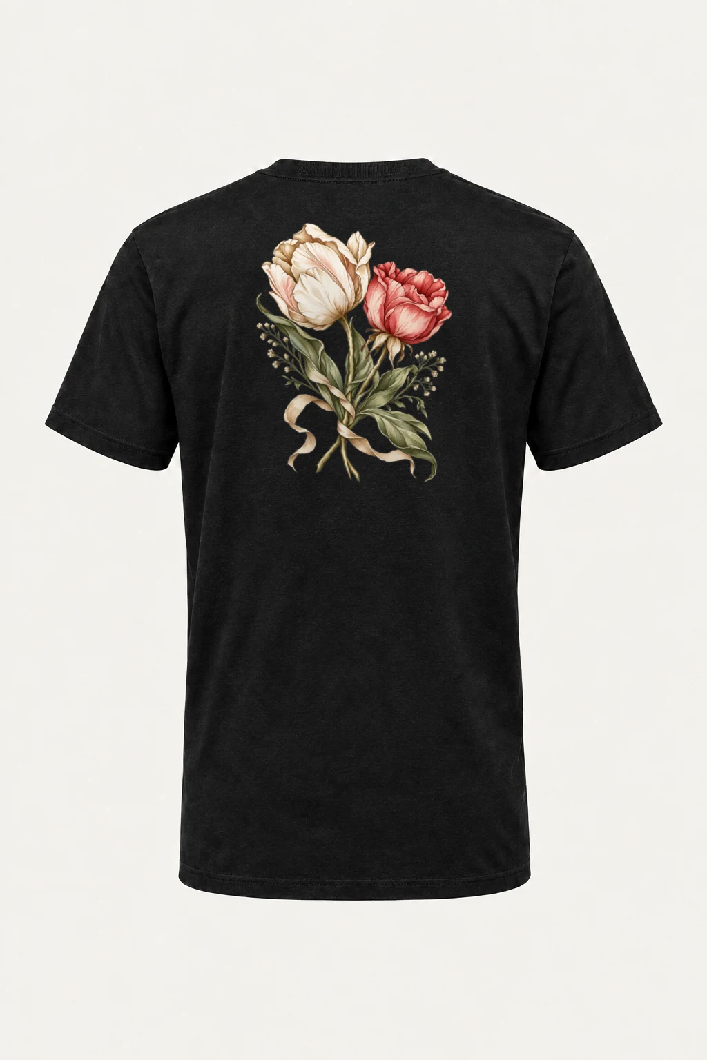 "Peony Ribbon Bouquet" Heavyweight Unisex Crewneck T-shirt | Gildan 5000