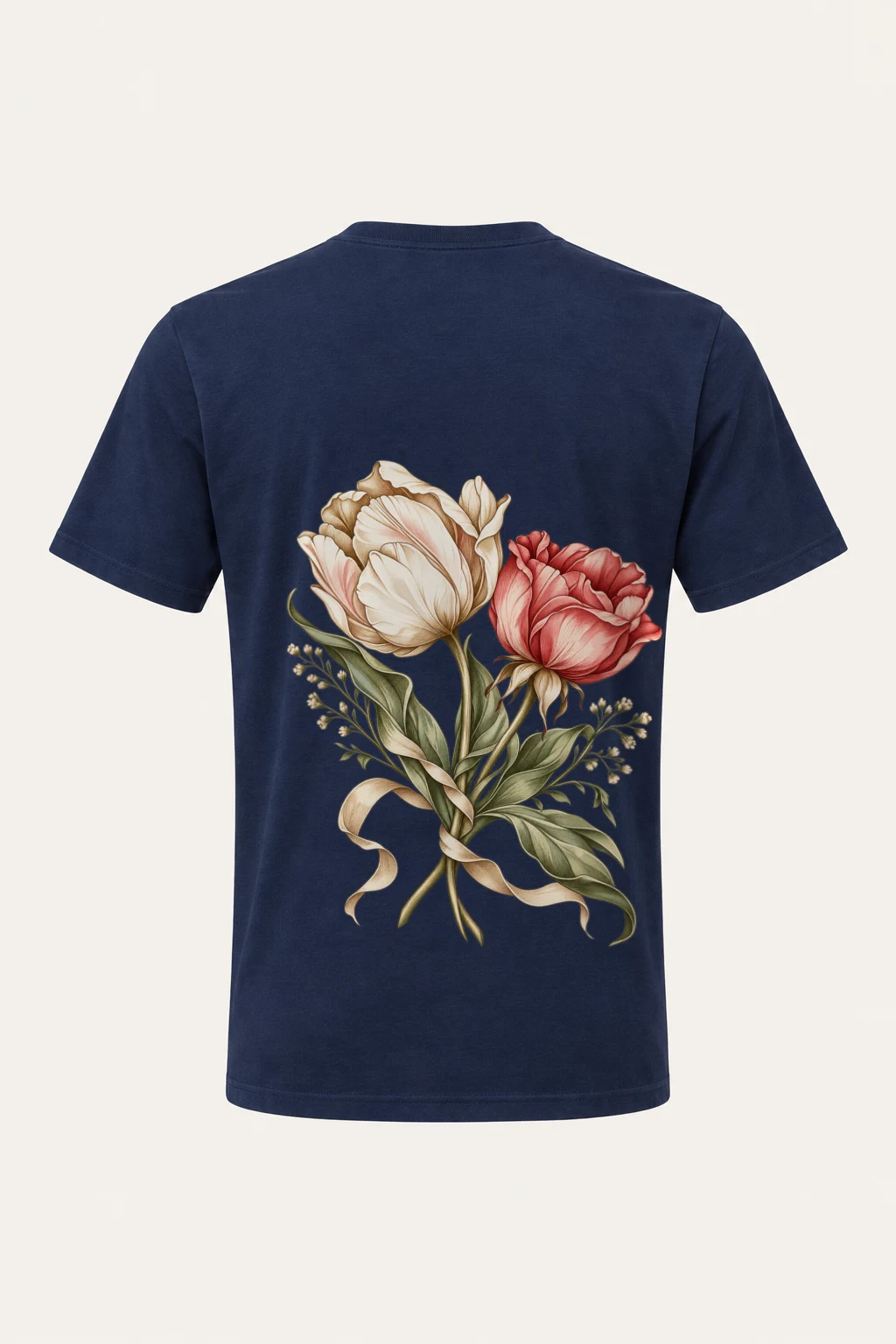 "Peony Ribbon Bouquet" Heavyweight Unisex Crewneck T-shirt | Gildan 5000