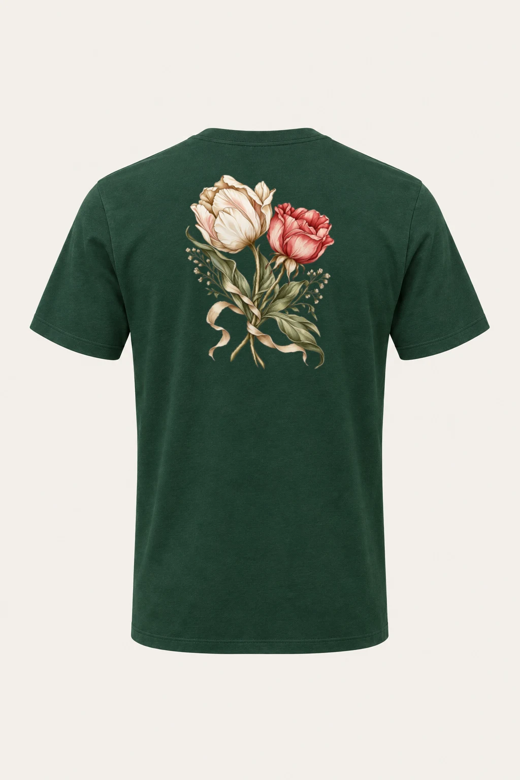 "Peony Ribbon Bouquet" Heavyweight Unisex Crewneck T-shirt | Gildan 5000