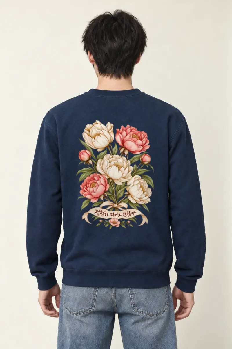 "Peony Ribbon" Heavy Blend Unisex Crewneck Sweatshirt