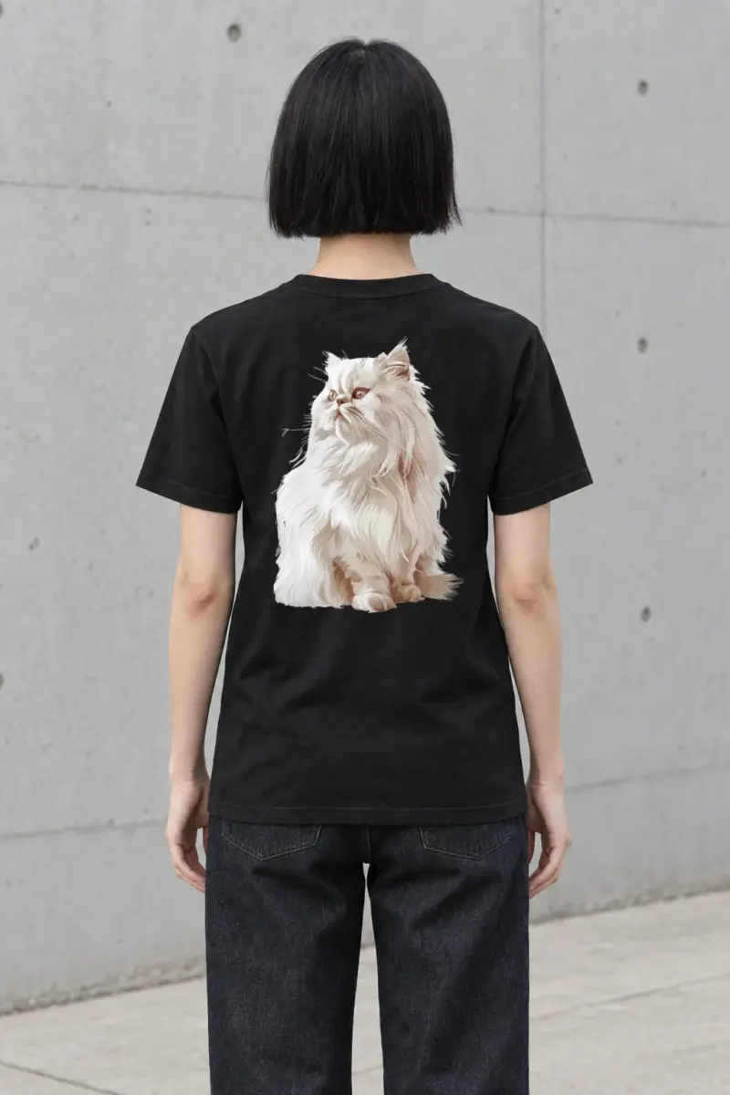 "Persian Cat Portrait" Heavyweight Unisex Crewneck T-shirt | Gildan 5000