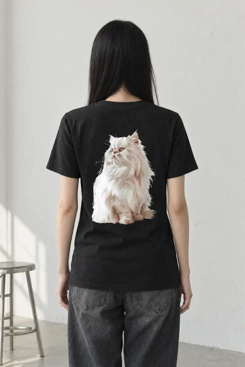 "Persian Cat Portrait" Heavyweight Unisex Crewneck T-shirt
