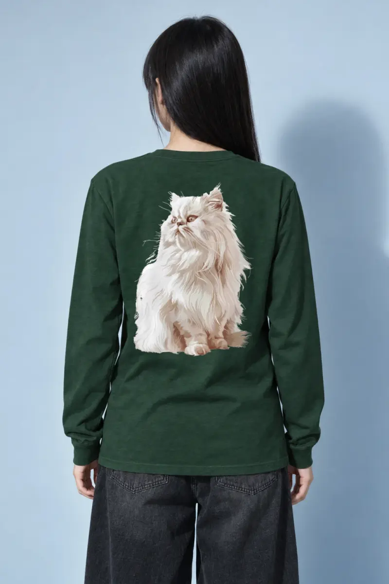 "Persian Cat Portrait" Unisex Longsleeve T-shirt | Gildan 2400