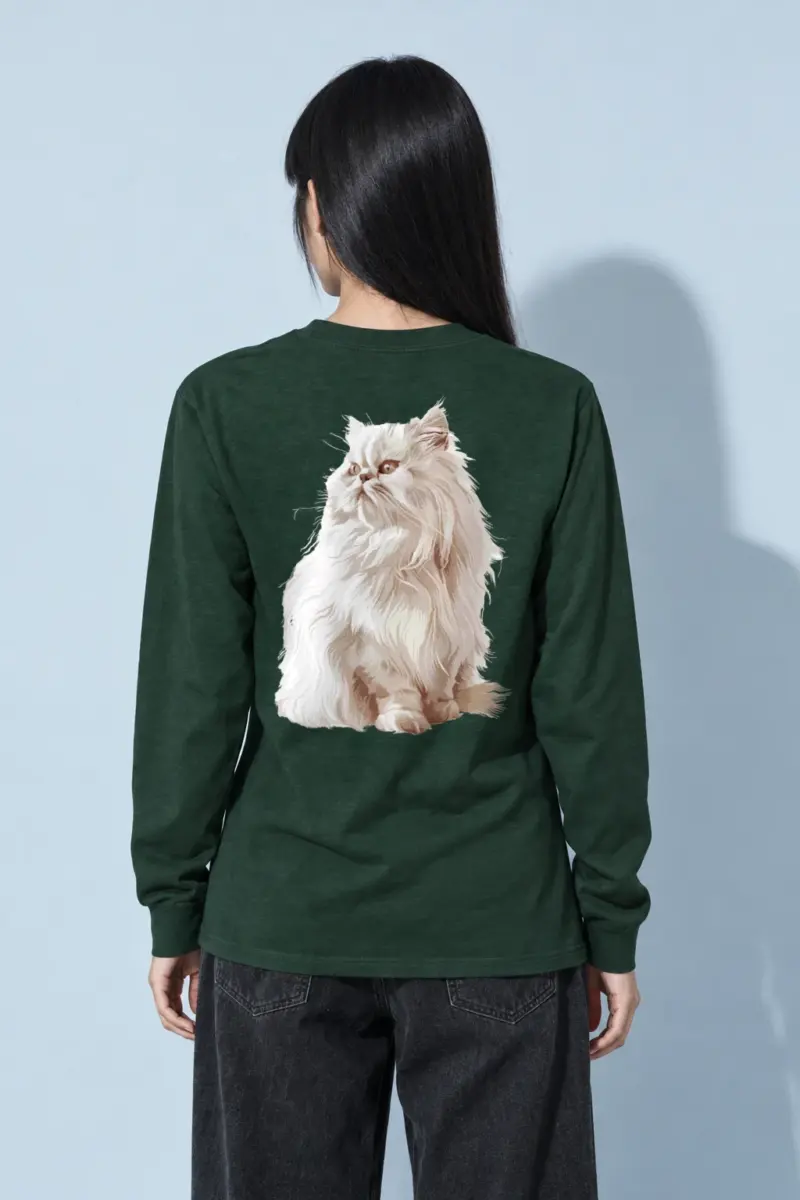 "Persian Cat Portrait" Unisex Longsleeve T-shirt