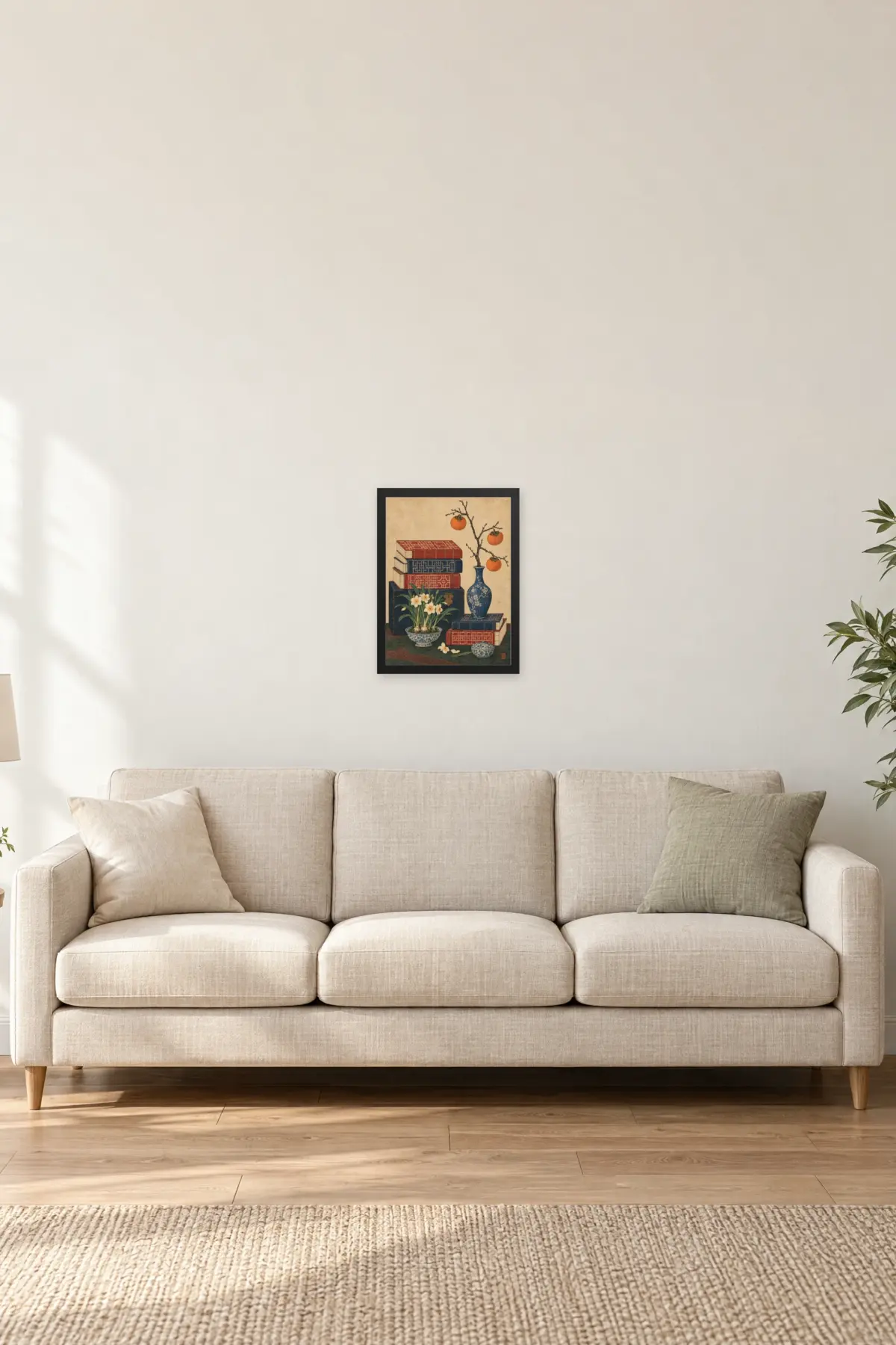 "Persimmons and Scholar’s Desk" Premium Wooden Framed Poster — Black frame, 12 × 16 in