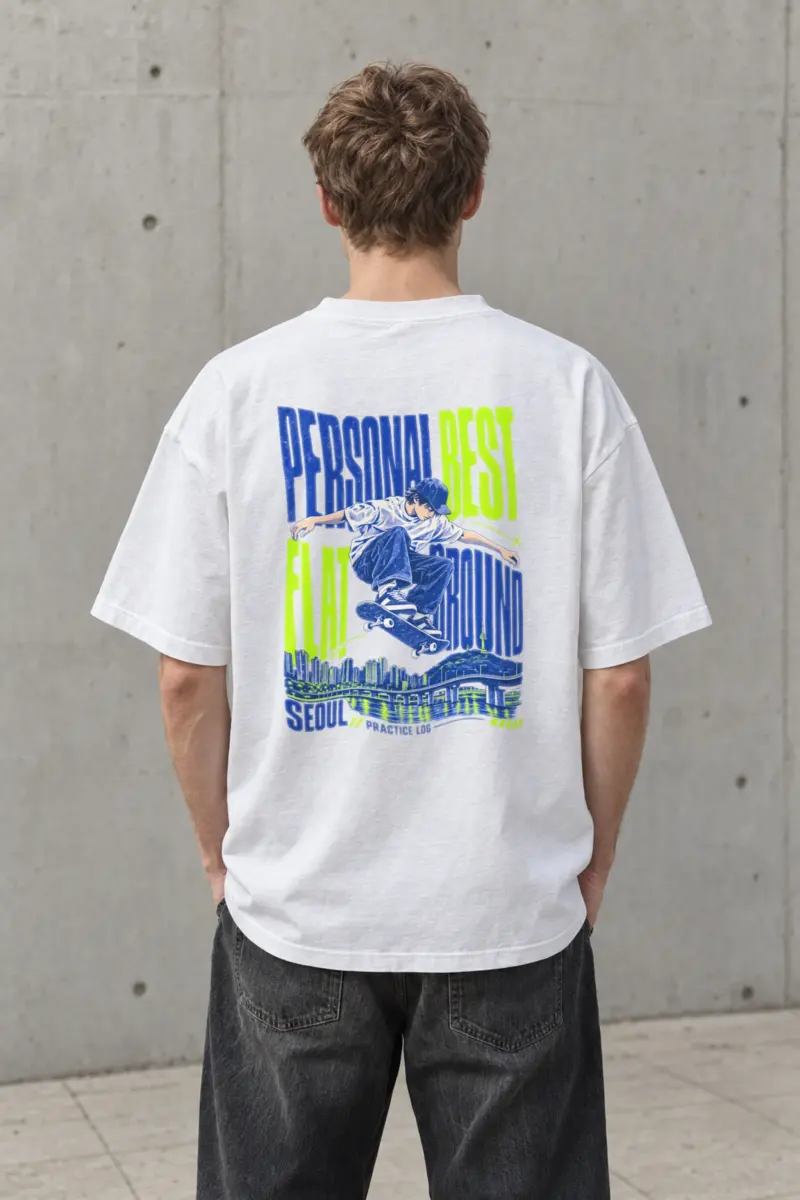 "Personal Best Flat" Men's Oversized Heavyweight Crewneck T-Shirt