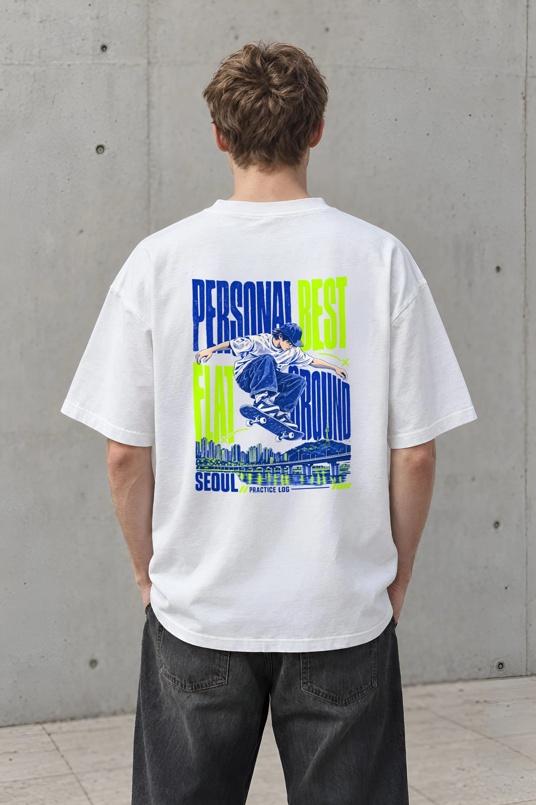 "Personal Best Flat" Men's Oversized Heavyweight Crewneck T-Shirt