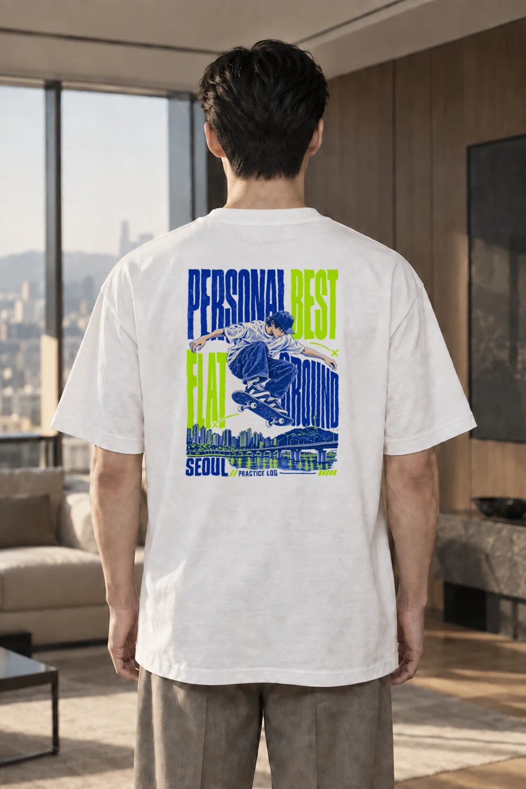 "Personal Best Flat" Men's Oversized Heavyweight Crewneck T-Shirt | Shaka Wear SHMHSS