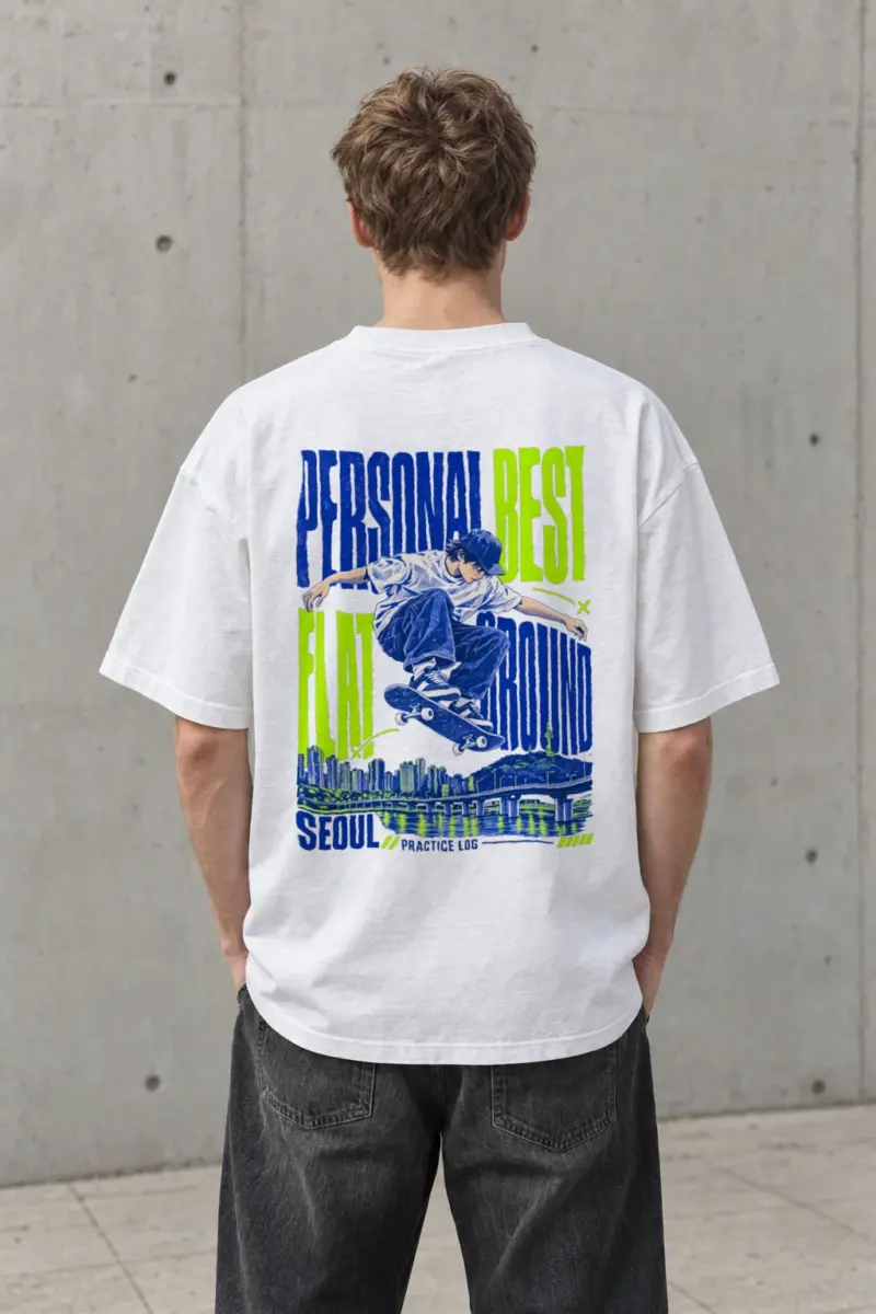 "Personal Best Flat" Men's Oversized Heavyweight Crewneck T-Shirt