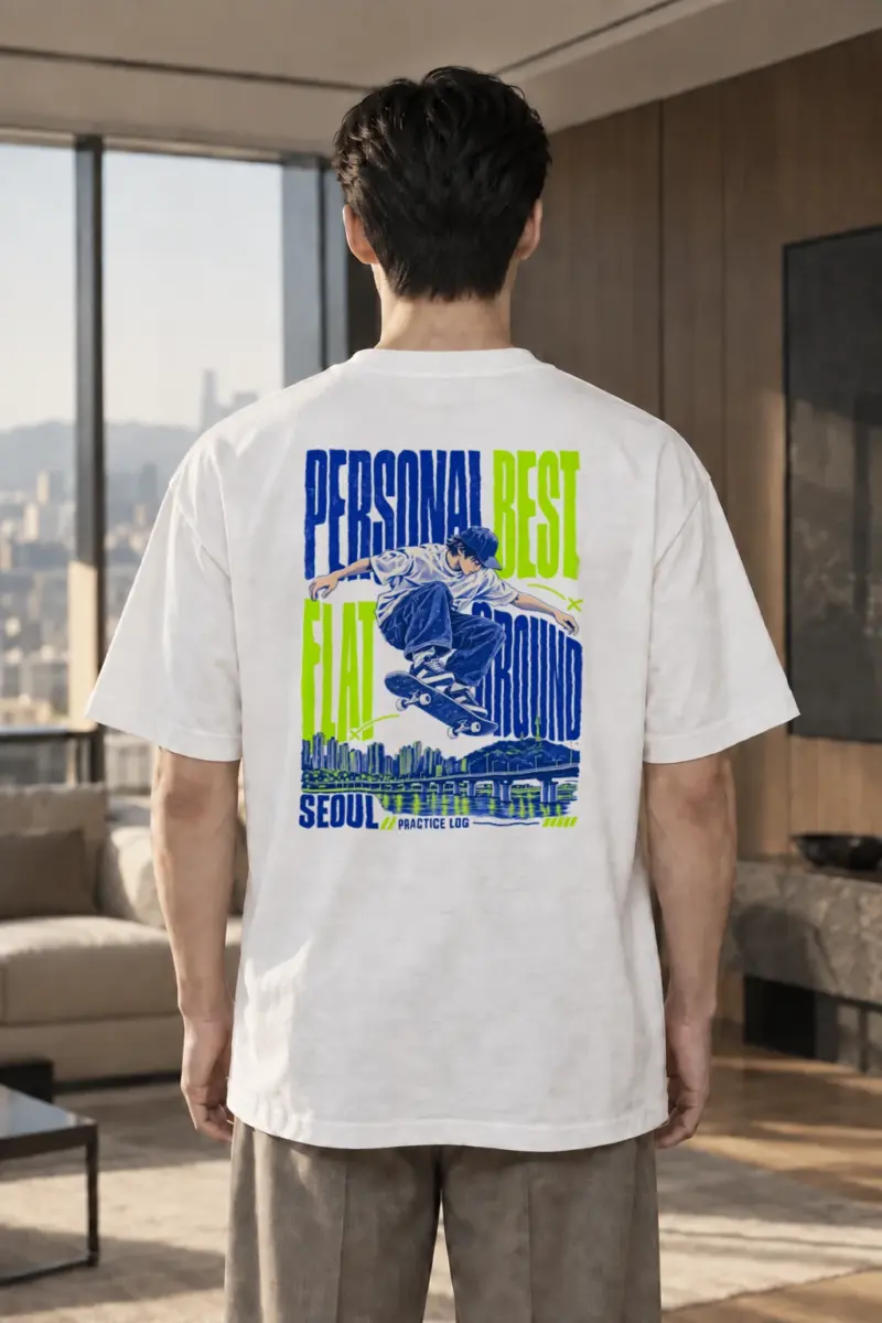 “Personal Best Flat” Men’s Oversized Heavyweight Crewneck T-Shirt | Shaka Wear SHMHSS