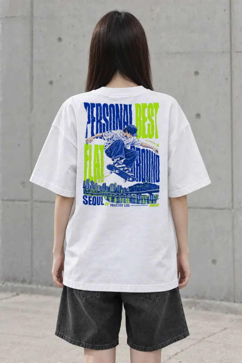 "Personal Best Flat" Men's Oversized Heavyweight Crewneck T-Shirt