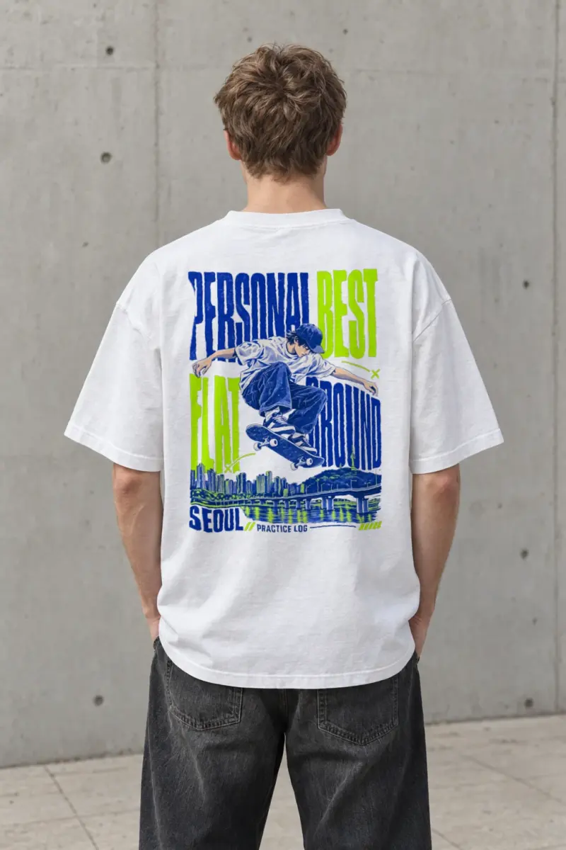 "Personal Best Flat" Men's Oversized Heavyweight Crewneck T-Shirt