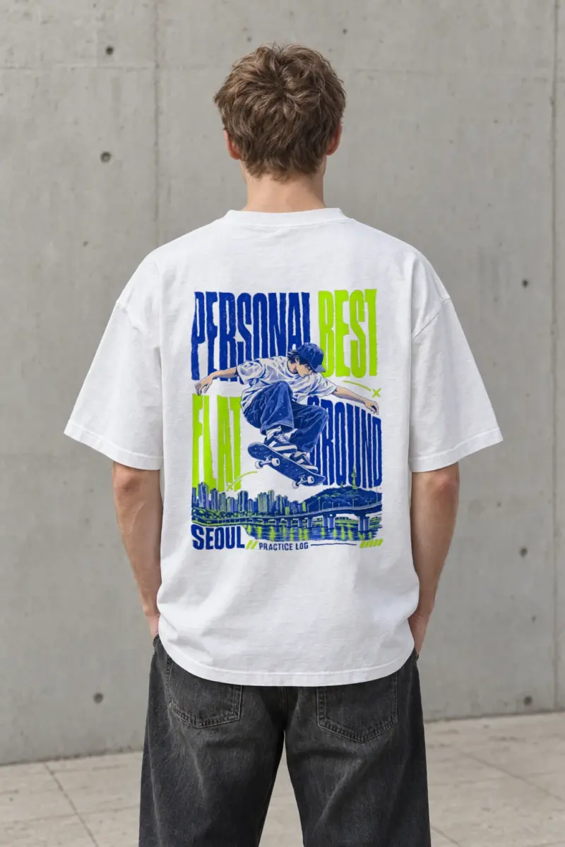 "Personal Best Flat" Men's Oversized Heavyweight Crewneck T-Shirt