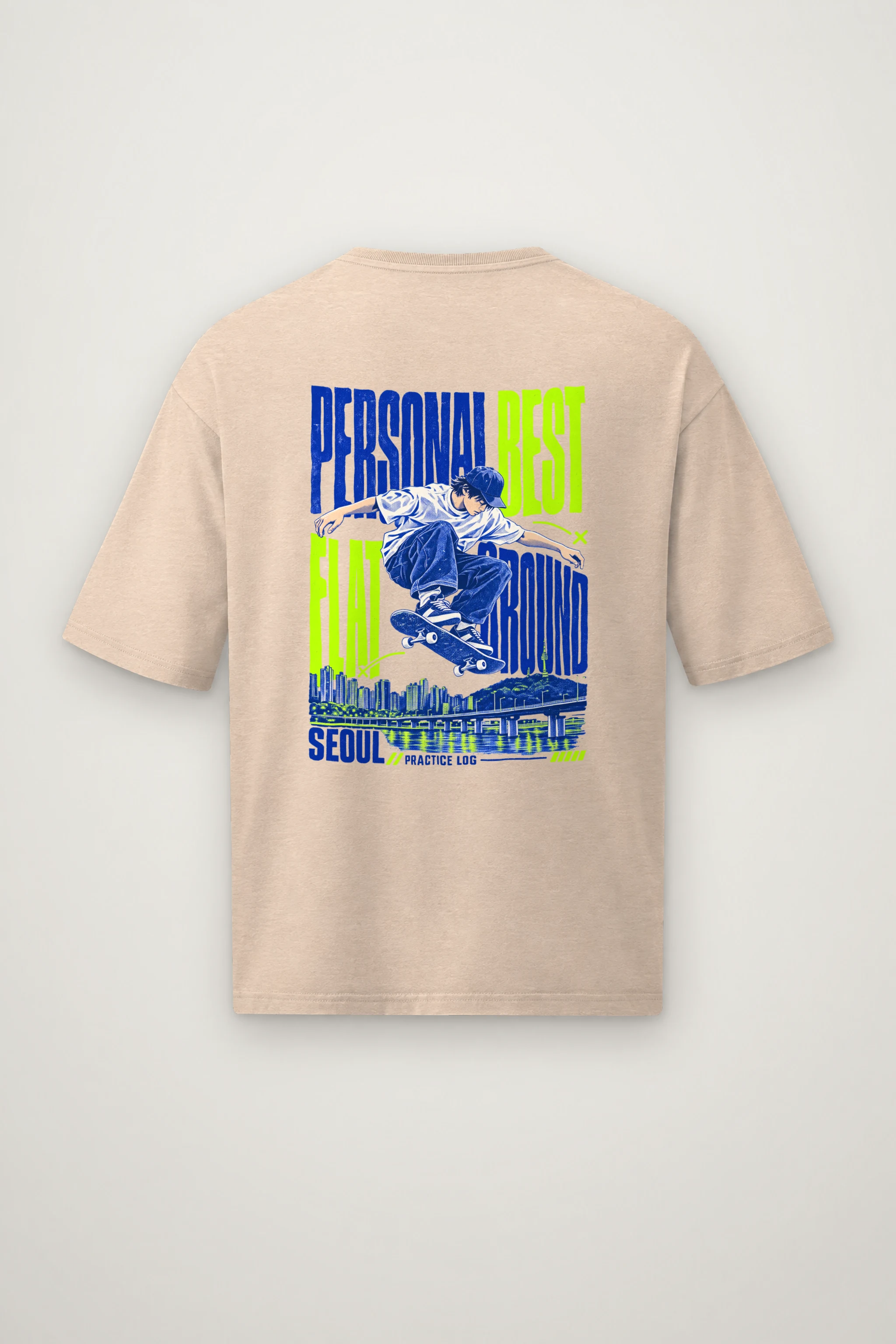 "Personal Best Flat" Men's Oversized Heavyweight Crewneck T-Shirt