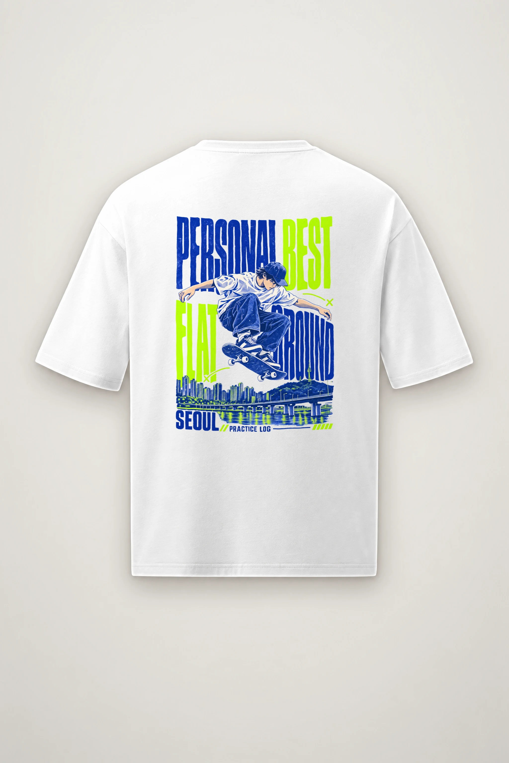 "Personal Best Flat" Men's Oversized Heavyweight Crewneck T-Shirt