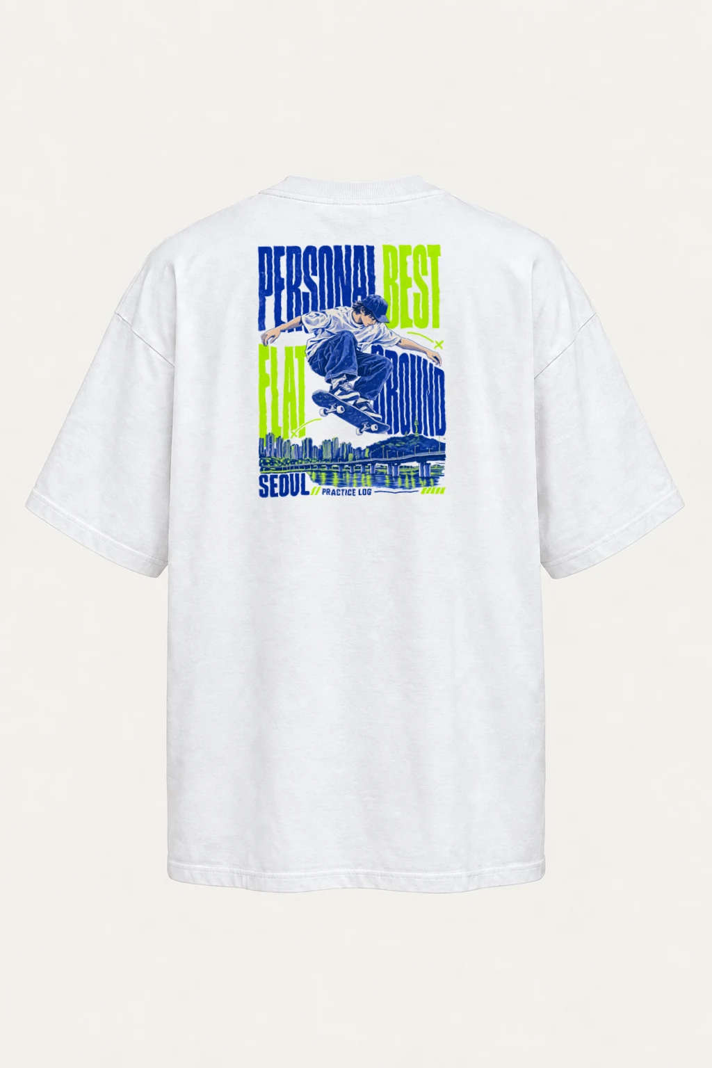 "Personal Best Flat" Men's Oversized Heavyweight Crewneck T-Shirt | Shaka Wear SHMHSS
