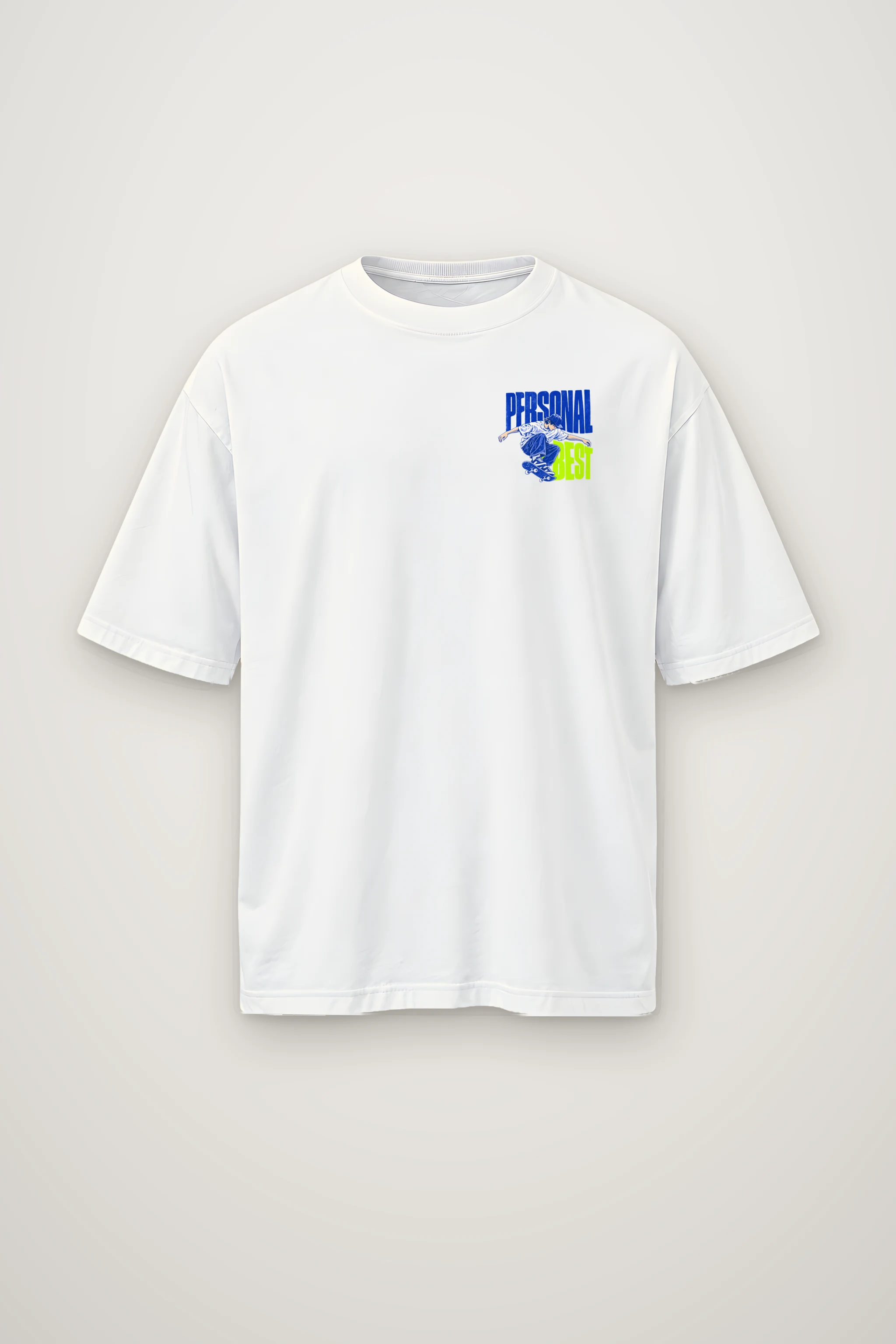 "Personal Best Flat" Men's Oversized Heavyweight Crewneck T-Shirt